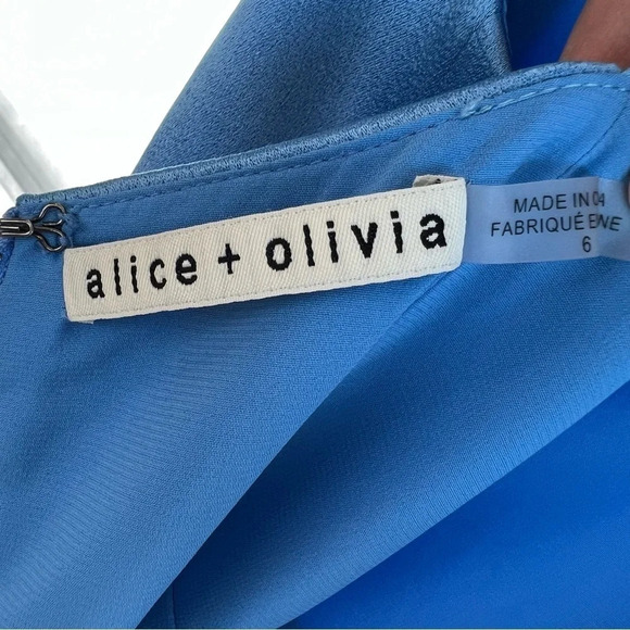 Alice + Olivia Diana V Neck High Slit Gown Cornflower Blue 6 Date Prom Formal - Picture 5 of 12